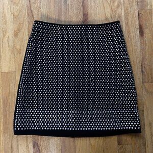 French Connection Black + Rhinestones Neoprene Skirt